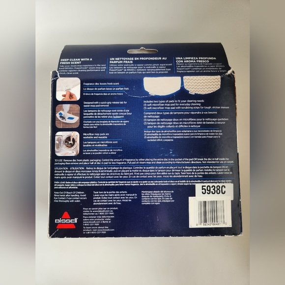 BISSELL Deluxe Mop Pad Kit with 2 Mop Pads and 4 scented Discs-5938 NEW-Open Box - Picture 4 of 8